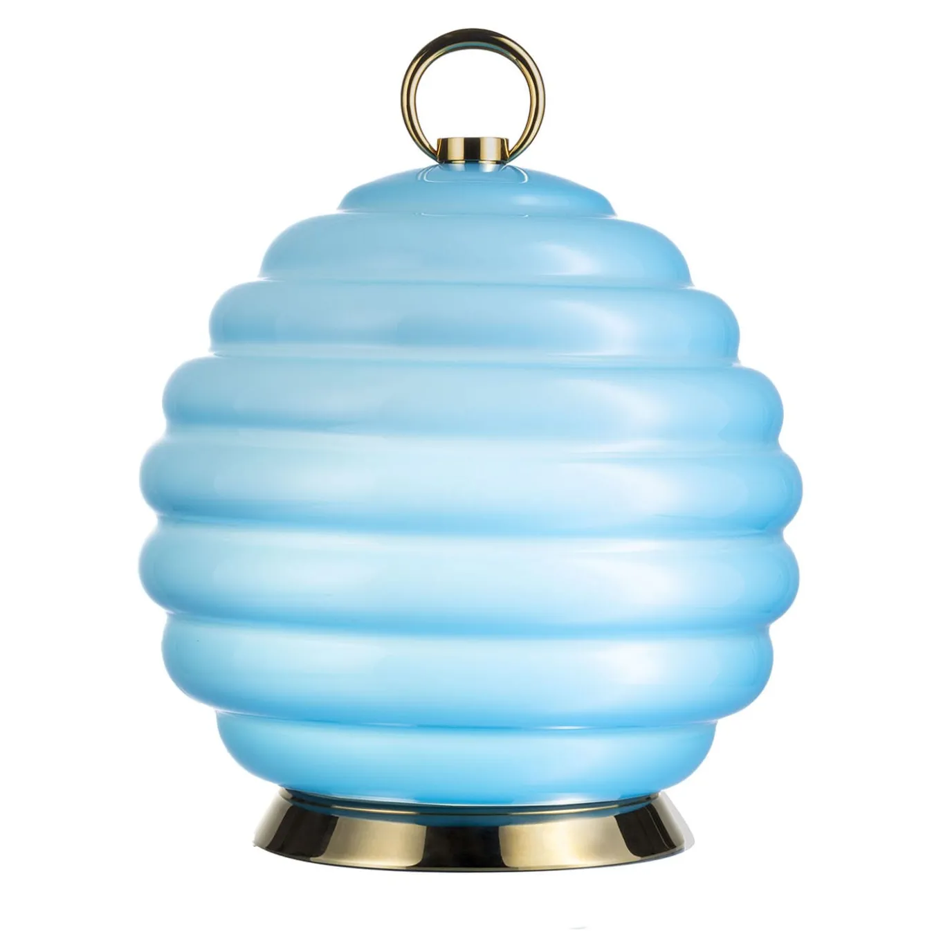 Gran Deco Light-Blue Murano Glass Rechargeable Table Lamp