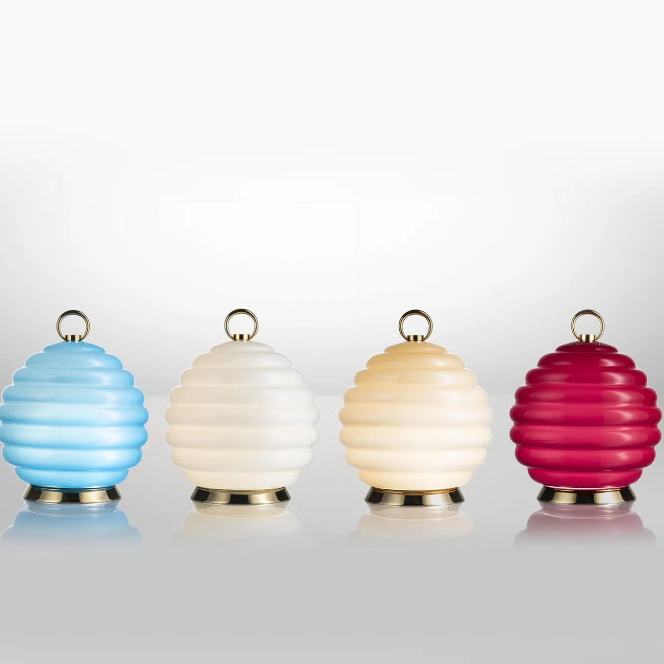 Gran Deco Light-Blue Murano Glass Rechargeable Table Lamp