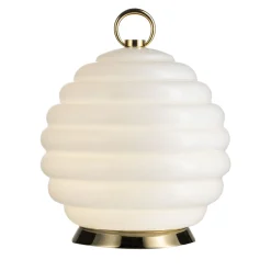 Gran Deco White Murano Glass Rechargeable Table Lamp