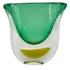 Gran Sommerso Green & Yellow Murano Glass Sculptural Vase