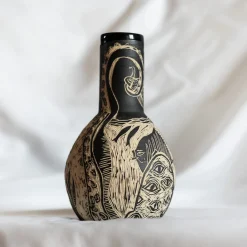 Granchio Beige and Black Grès Small Vase