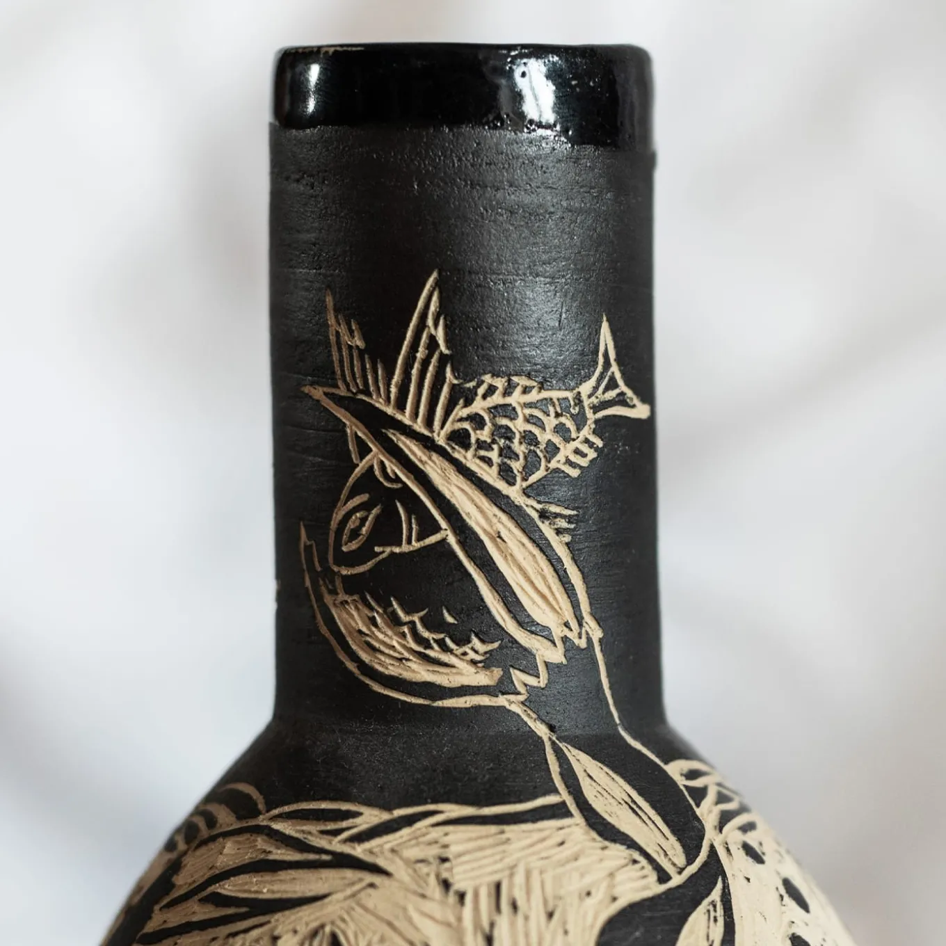 Granchio Beige and Black Grès Small Vase