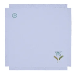 Grano Multicolor Set of 6 Fringed Embroidered Lilac Napkins
