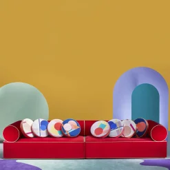 Graphius Red & Yellow Fabric Sofa by Giuseppe Dicecca