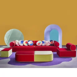 Graphius Red & Yellow Fabric Sofa by Giuseppe Dicecca