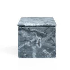 Gray Bardiglio Marble Cubic Box with Lid