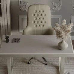 Gray capitonné Swivel Office chair from Studio Privè Collection