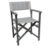 Gray Director Chair With Faux Leather Upholstery
