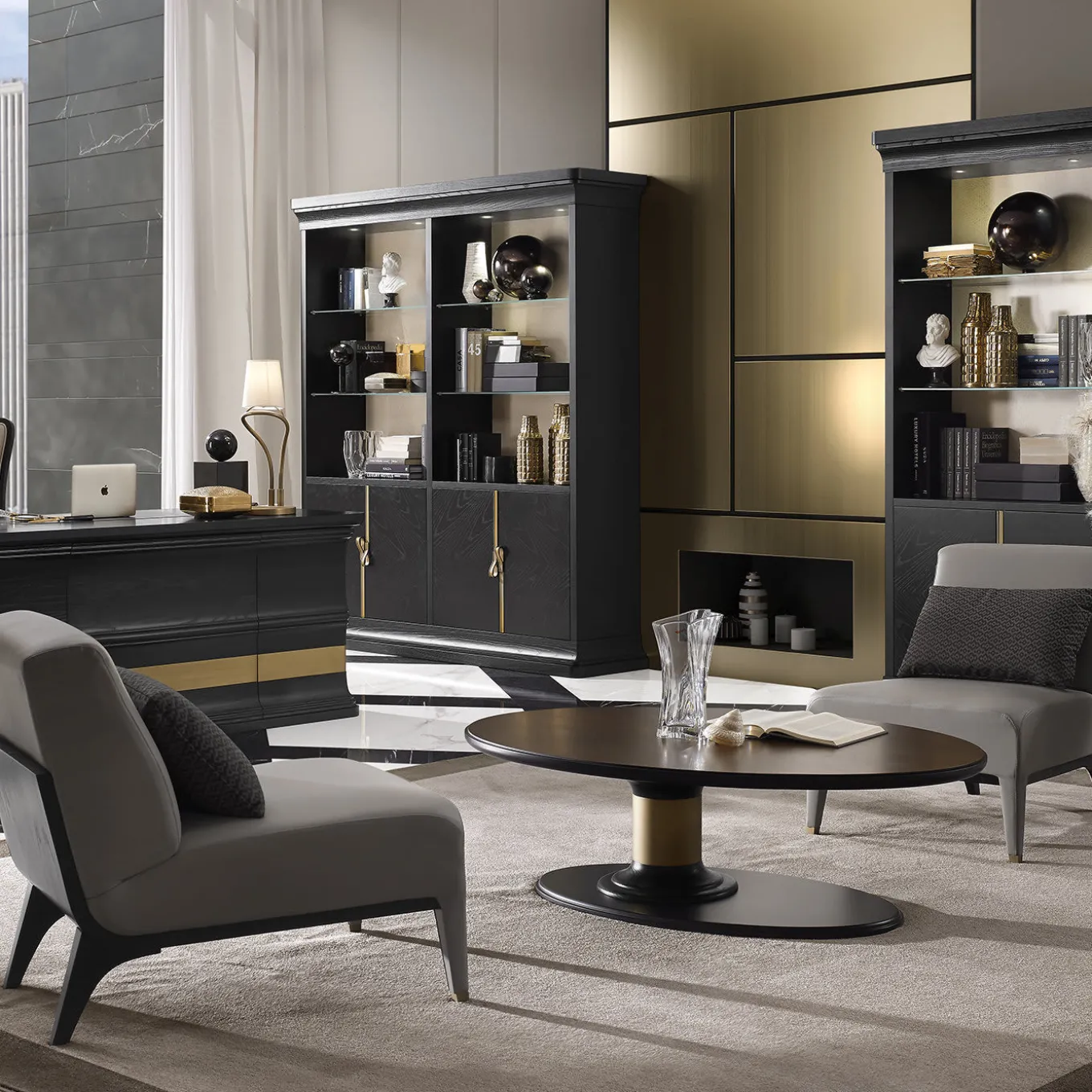 Gray Leather Armchair