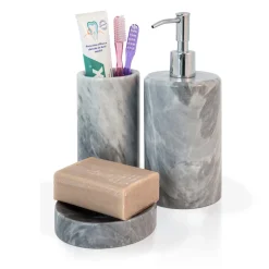 Gray Marble 3-Piece Bathroom Set