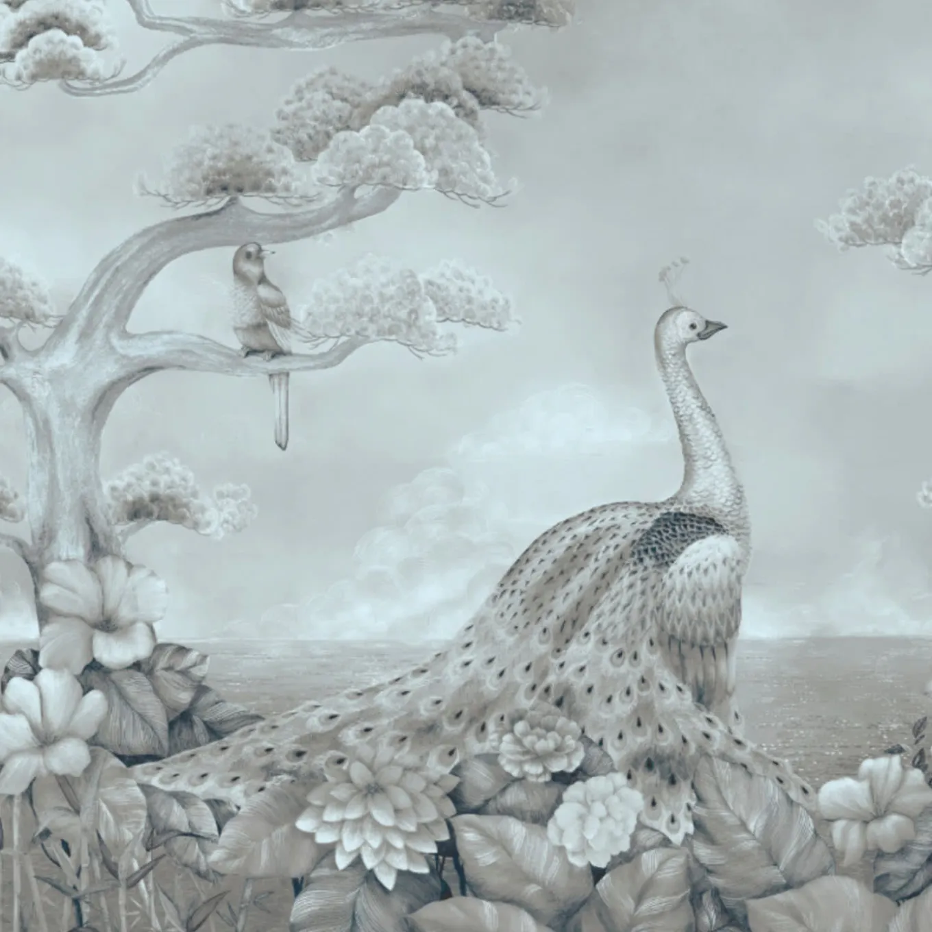 Gray Palawan Cotton Wallcovering Fabric