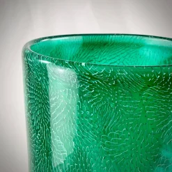 Green & White Filigree Murrine Vase