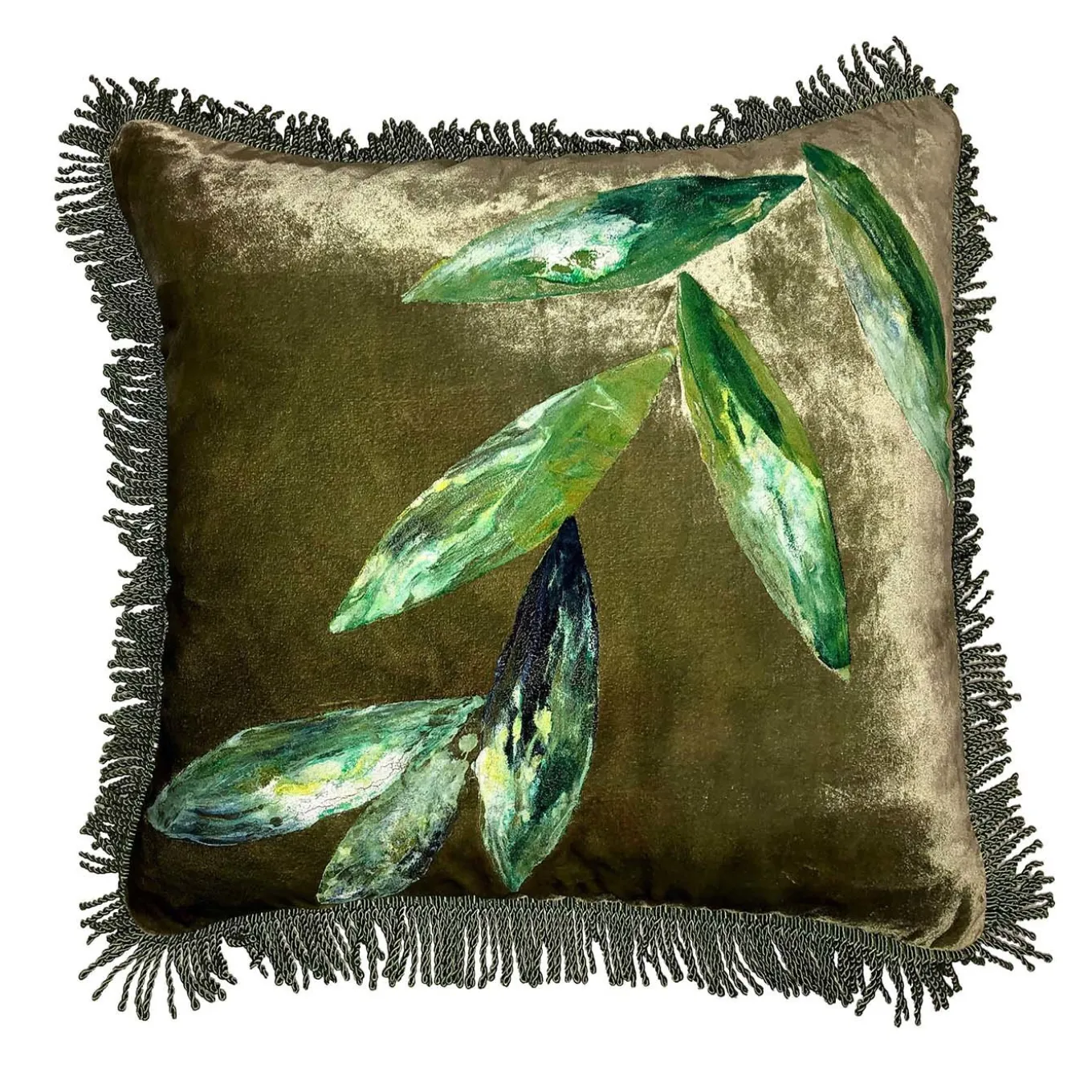 Green and Blue Leaves Cushion