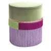 Green and Fuchsia Couture Geometric Line Pouf