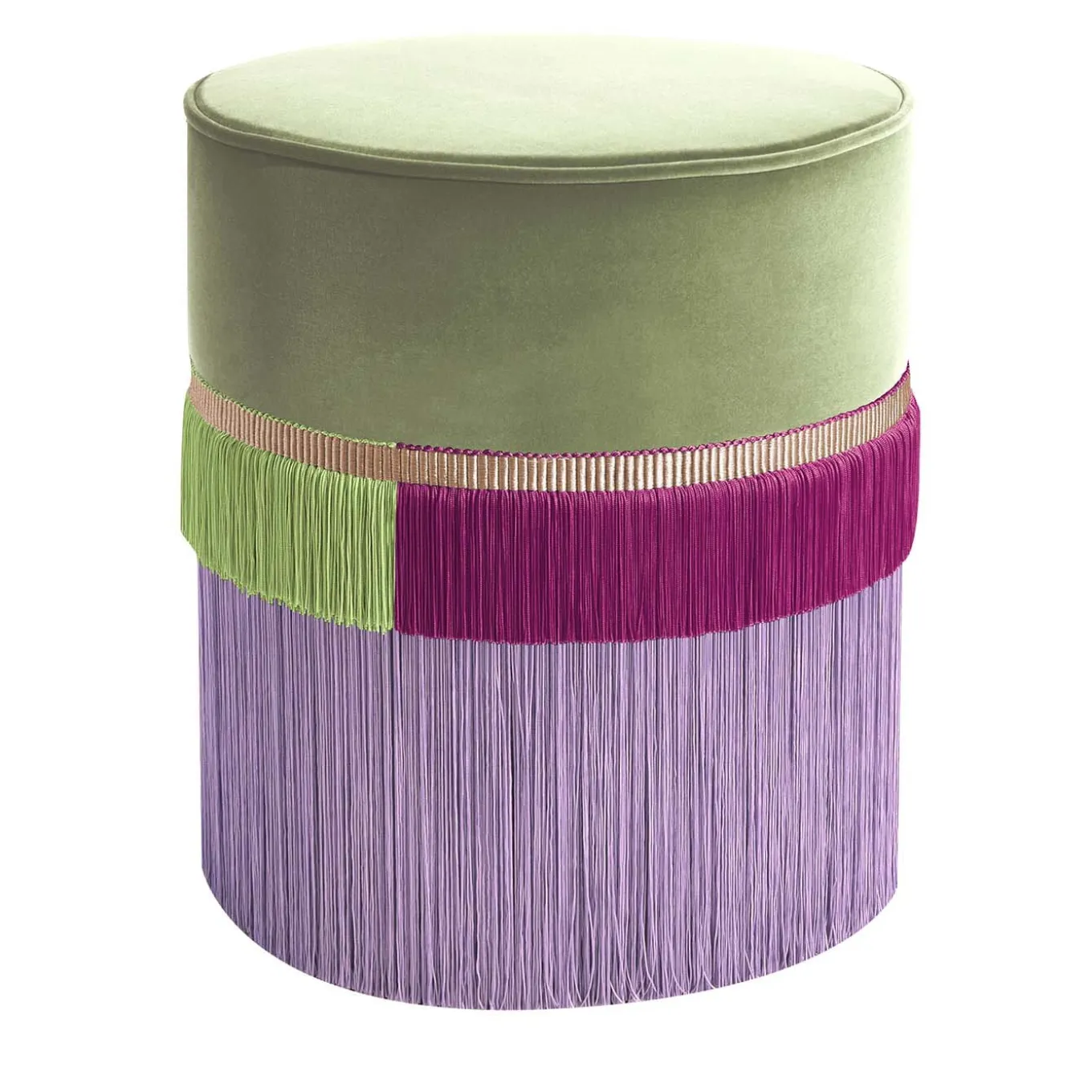 Green and Fuchsia Couture Geometric Line Pouf