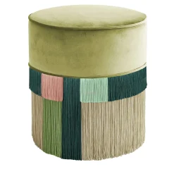 Green and Pink Couture Geometric Wien Pouf