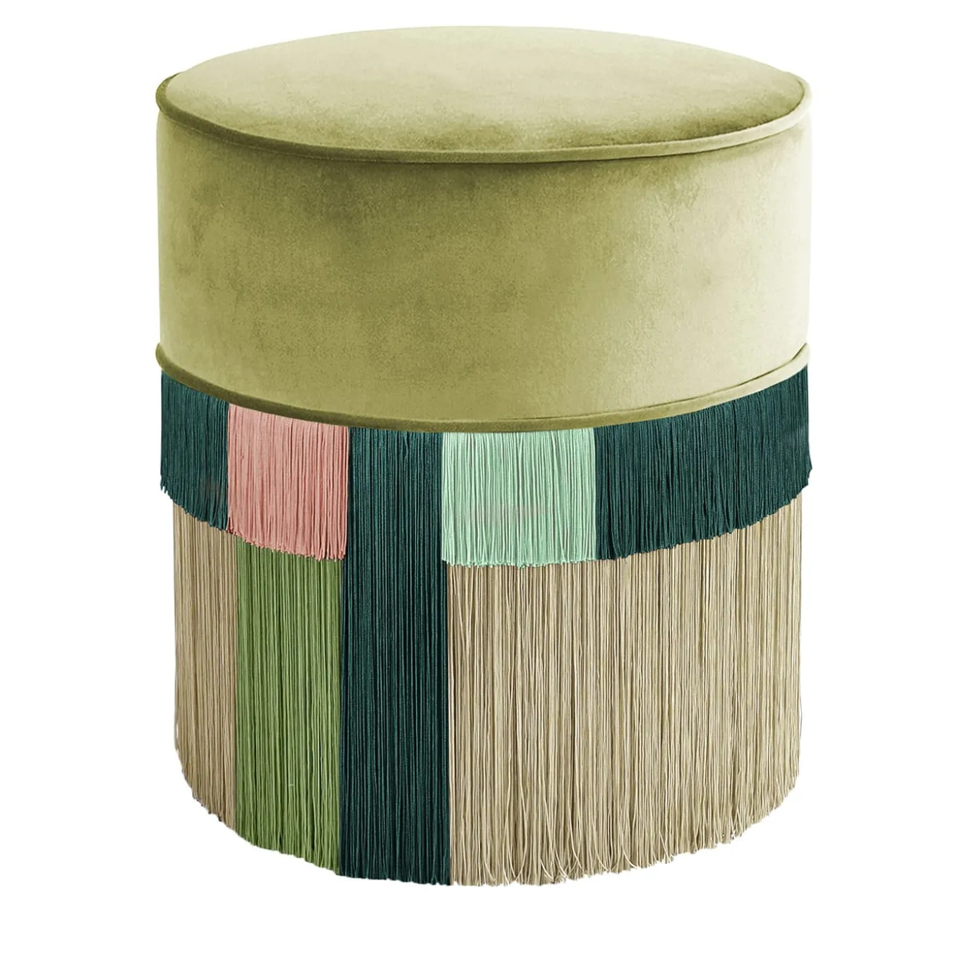 Green and Pink Couture Geometric Wien Pouf