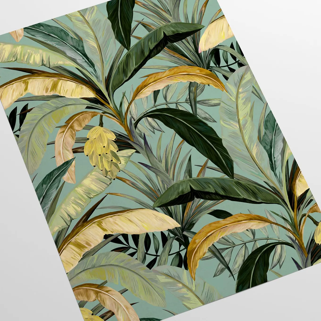 Green and Yellow Banana Leaf Wallpaper