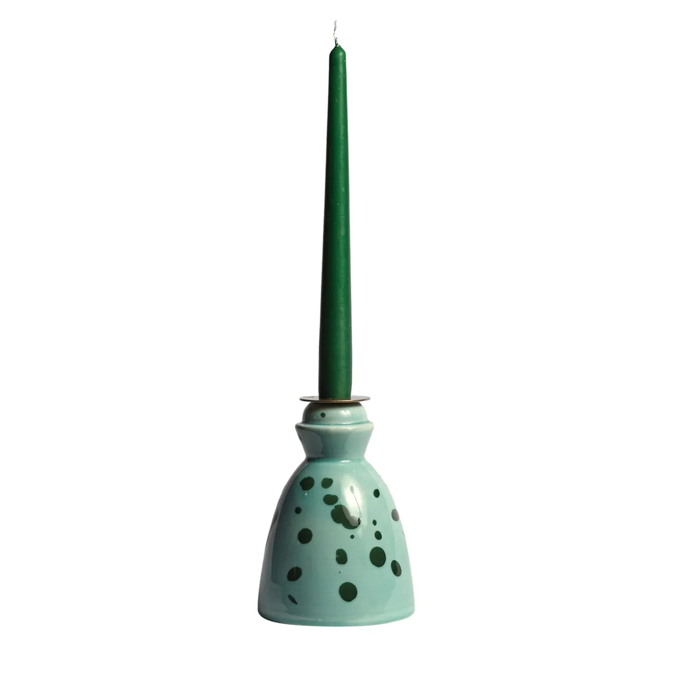 Green Ceramic Candlestick with 4 Scented Candles