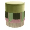 Green Couture Geometric Flo Round Pouf