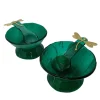Green Glass Salt Cellars - Set of 2