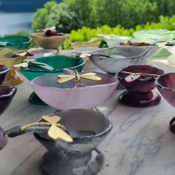 Green Glass Salt Cellars - Set of 2