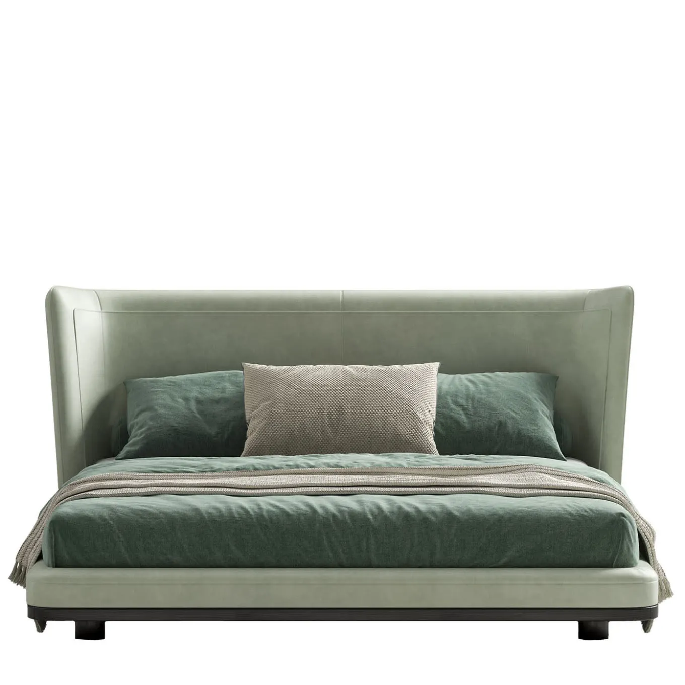Green leather bed