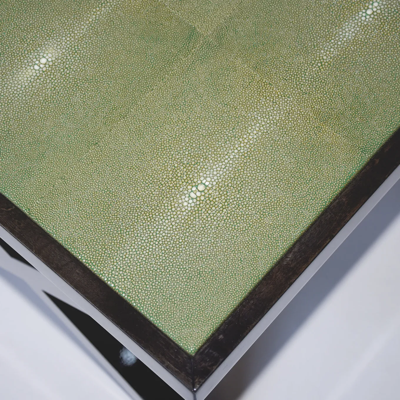 Green Shagreen Leather Side Table