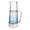 Green Teal and Milk Glass Pitcher