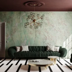 Green Tree Hand Painted Wallpaper