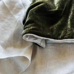 Green Velvet & Linen Blanket