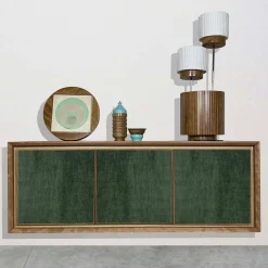 Green Velvet 3-Door Sideboard by Mascia Meccani