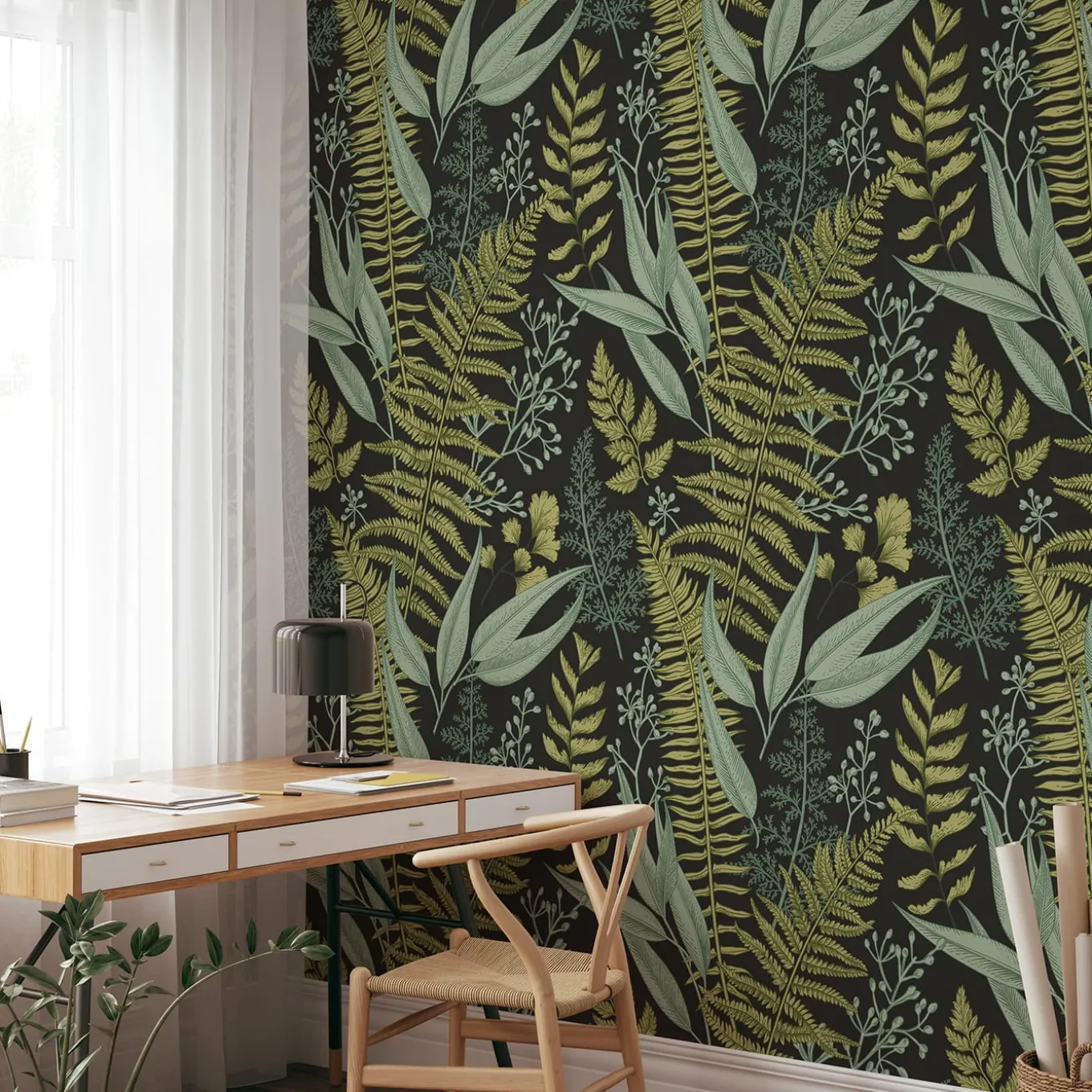 Greenery Fern Botanical Wallpaper