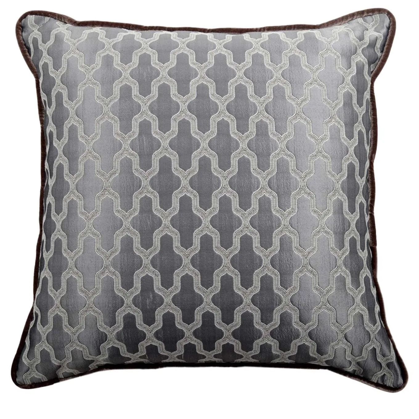 Grey Carrè Cushion in jacquard fabric and Silk Velvet