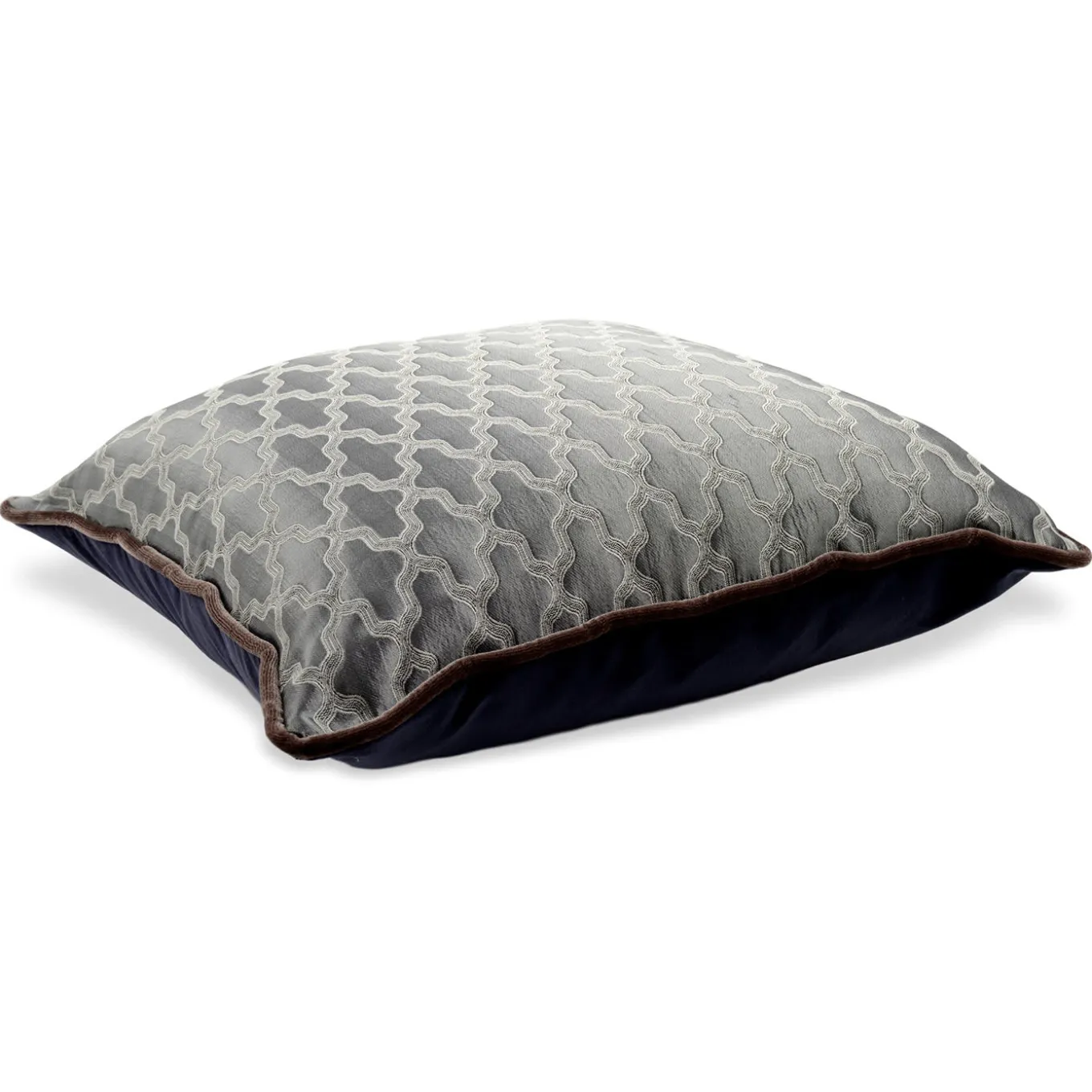 Grey Carrè Cushion in jacquard fabric and Silk Velvet