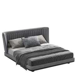 grey fabric bed