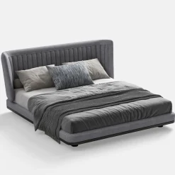 grey fabric bed