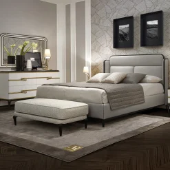 Grey Leather Bed