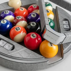 Grey Leather Billiard Game Set