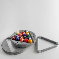 Grey Leather Billiard Game Set