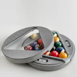Grey Leather Billiard Game Set