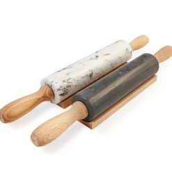 Grey Marble Rolling Pin with Wooden Handle