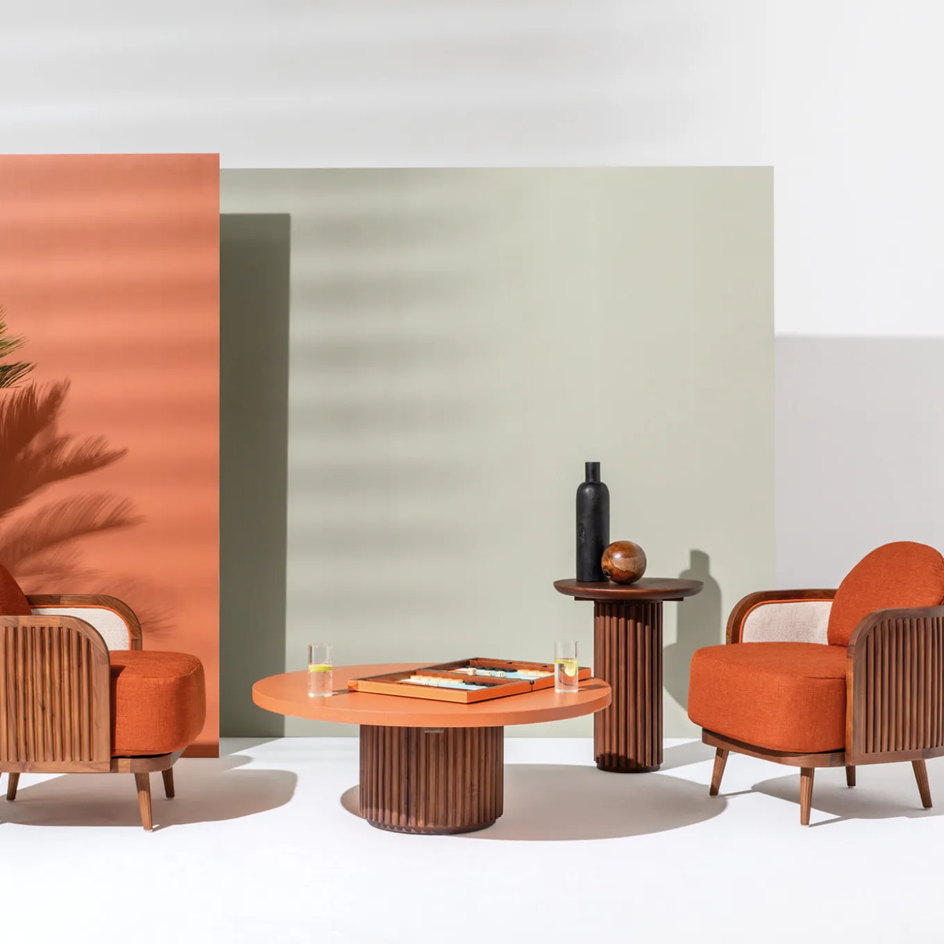 Grissini Tall Round Wood outdoor Side Table