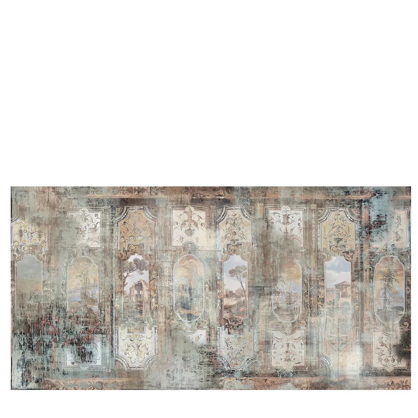 Grottesche multicolor architectural elements wallpaper