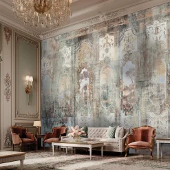 Grottesche multicolor architectural elements wallpaper