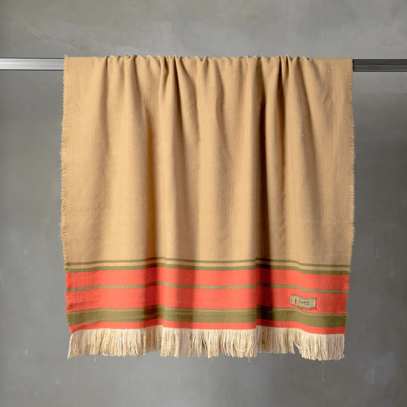 Grottesco Fringed Striped Polychrome Silk & Wool Blanket #2