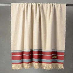 Grottesco Fringed Striped Polychrome Silk & Wool Blanket #3
