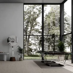 Gualtiero Canaletto Walnut With Steel And Glass Details Cabinet