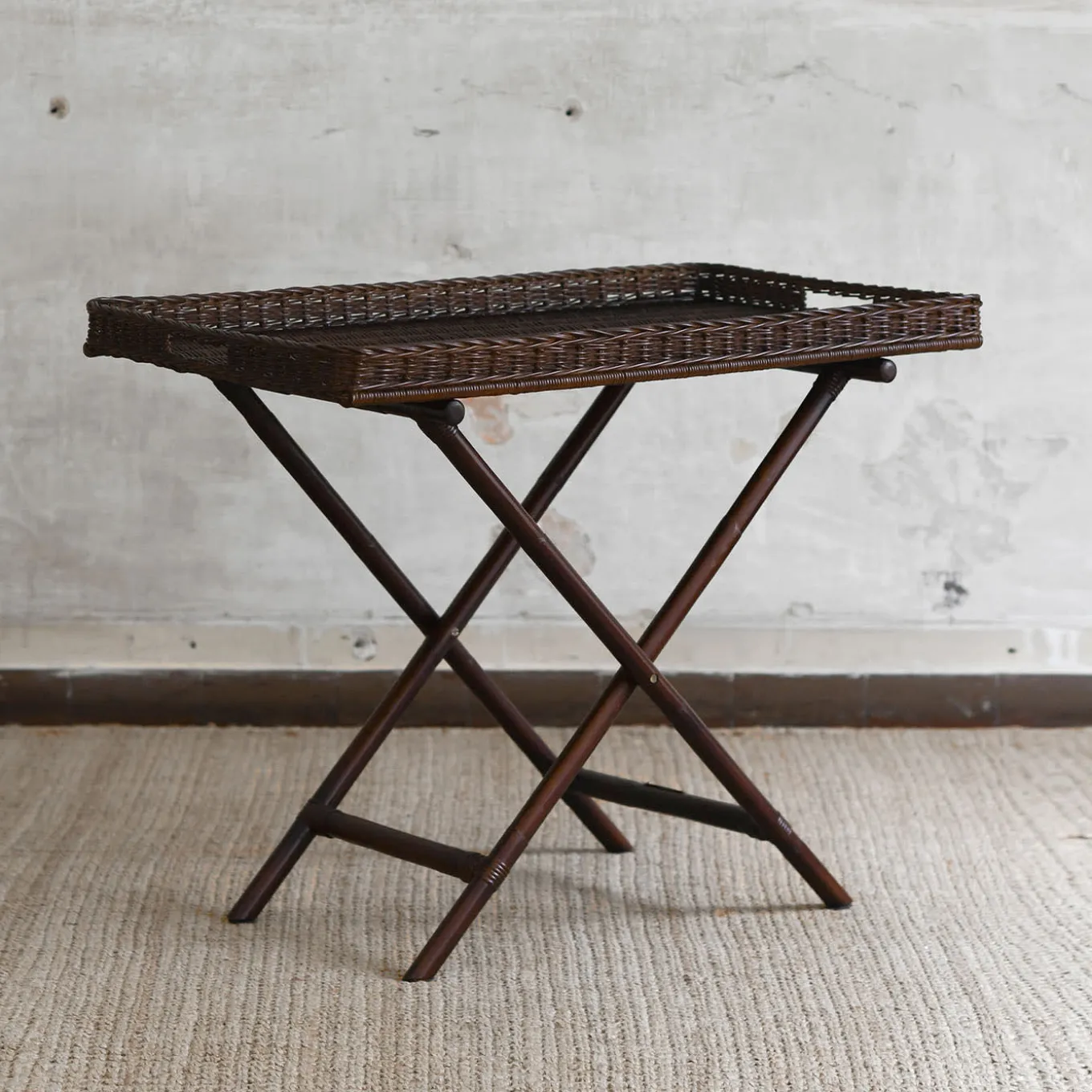 Gueridon Wicker Large Serving Table