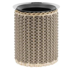 Guimet Beige Leather & Rattan Bottle Cooler
